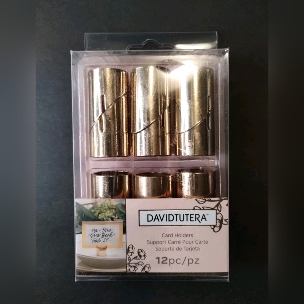 David Tutera GOLD Set Of 12 Card Holders NEW NWT